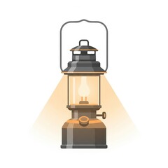 A glowing vintage lantern on white background