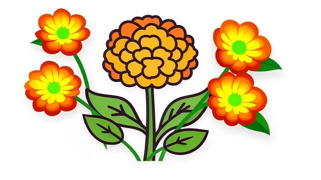 Animated Blossom Display: A Time-Lapse of Floral Bloom and Budding Growth