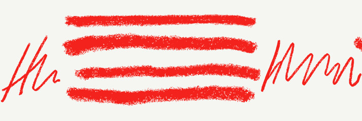 Red Crayon Strokes and Handwritten Text Artistic Texture and Script