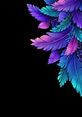 Abstract Colorful Leaves Design On Black Background