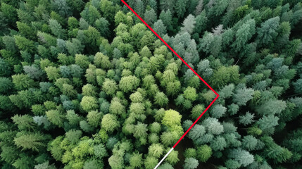 Satellite image animation of dense forest terrain with overlay elements