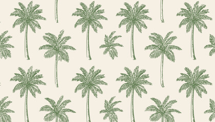 Seamless Tropical Palm Tree Pattern Elegant Green Illustration