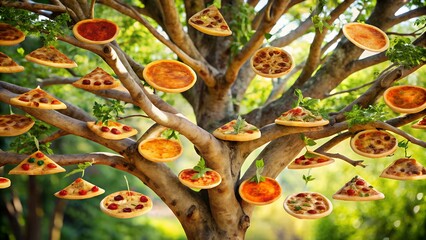 Meat Lovers Pizza blossoms on tree branches tasty visual metaphor for endless pizza supply and creative food marketing milkyhexddway pizzas Backgrounds ads