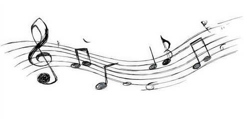 Musical Composition Depicting Treble Clef And Musical Notes