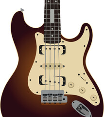Naklejka premium Electric bass guitar illustration with brown and cream colors vector design 