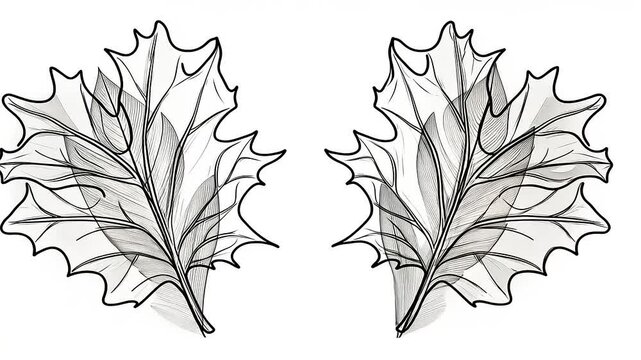 Abstract Animation of Autumn Leaves with Outline Effects and Motion Graphics
