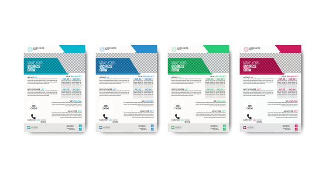 Clean and Modern Corporate A4 Size Flyer Design or Company Brochure Desing Template With Four color Variation