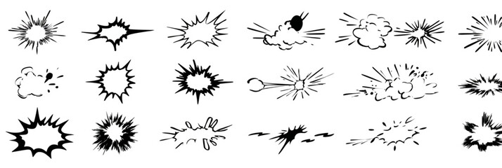 Speed effect comic motion line vector set with explosive energy, dynamite power, and hand drawn doodle action effects