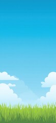 Fototapeta premium A blue sky with clouds and a green field