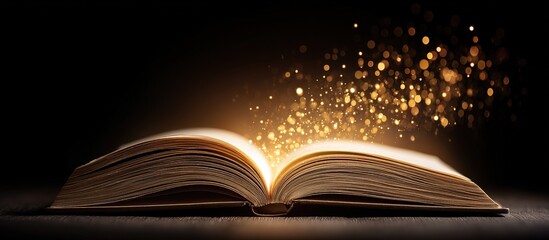 Glowing Open Antique Gold Book