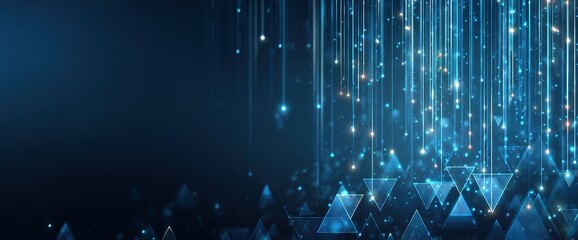Abstract Digital Technology Background With Glowing Lines And Triangles