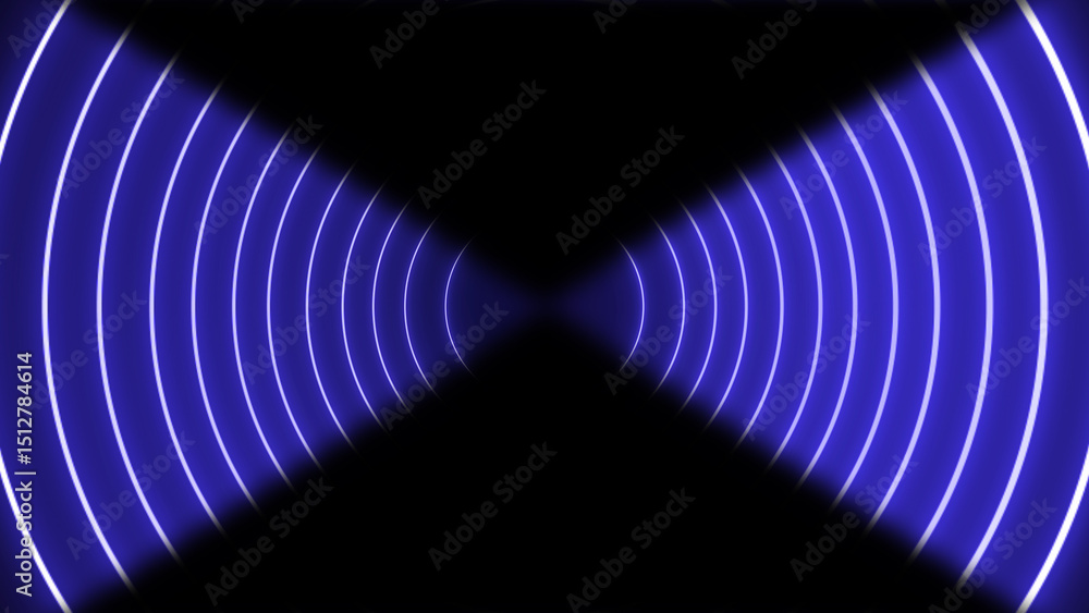 Poster abstract blue and white curved lines on black background creating a symmetrical and modern design vi