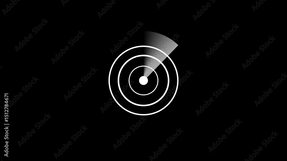 Aufkleber abstract white radar concept on black background depicting scanning detection and modern technology 