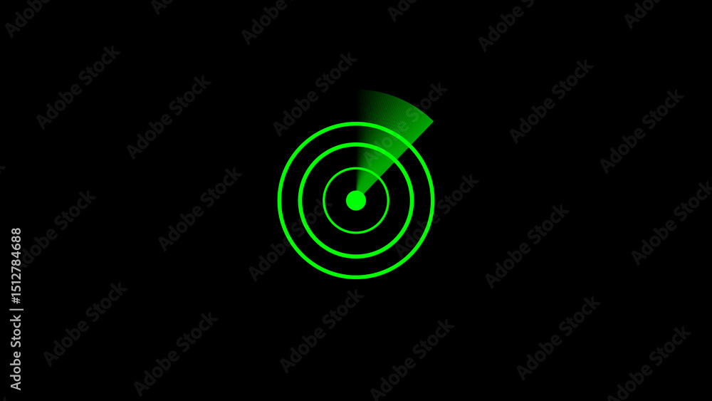 Aufkleber animated green radar display against a black background illustrating search technology and digital n