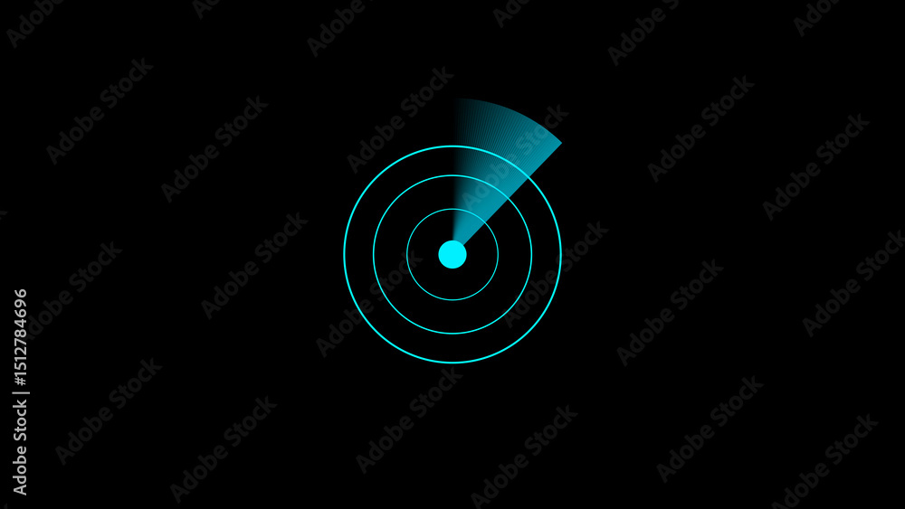 Poster animated radar scan displaying a dynamic cybernetic surveillance system detecting and tracking targe
