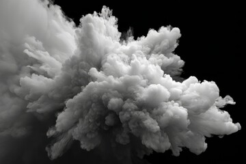 Abstract monochrome smoke plume on black background