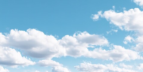 Fototapeta premium Bright Blue Sky With Fluffy Clouds