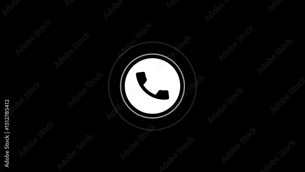 Poster clean and minimalistic phone call icon in white within a circle design set against a deep black back