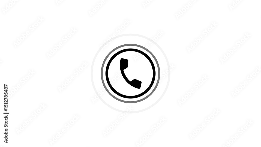 Poster simple and modern telephone icon representing communication and contact inside a circular button min