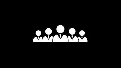 Group of businesspeople icons representing teamwork and corporate success on a black background simple flat design suitable for various business and marketing applications