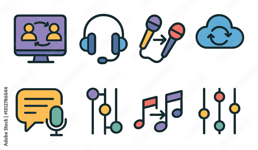 Aufkleber collaboration tools icon set in linear style. communication and teamwork symbols