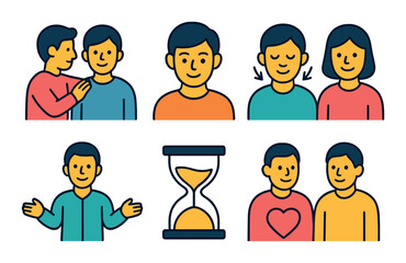 Supportive listening flat icon set