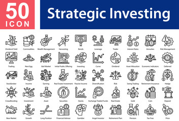 Strategic InvestmantIcon Collection and Symple Concept Outline vector