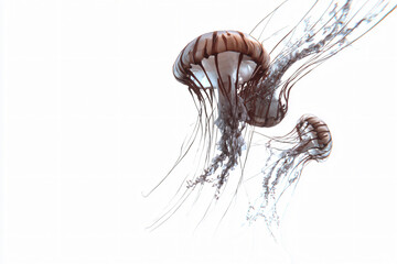 Jellyfish Marine Underwater Ocean Sea Creatures Nature Transparent Flowing Elegant Swim Illustration Graceful Life Fauna Blue Animals Biology Oceanlife Tentacles Aquaticlife Wildlife