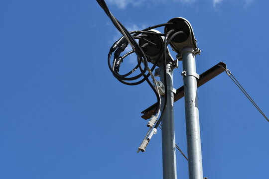 Closeup on weatherhead. AC hookup to building.