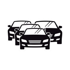 Group of Cars Front View Icon.
