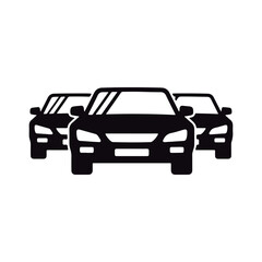 Group of Cars Front View Icon.

