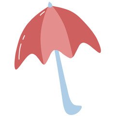 Summer red umbrella isolated on white background 