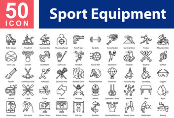 Fototapeta premium Sport Equipment Icon Collection and Symple Concept Outline vector