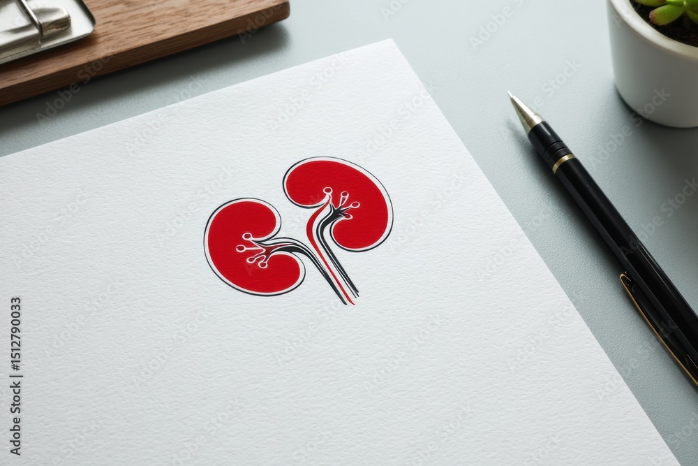 Poster kidney doctor logo design mockup in a minimalist workspace with clean white background and upper lay
