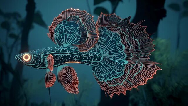 Enchanting Neon Guppy Abstract Underwater Art