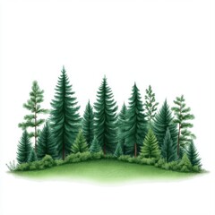 Obraz premium Lush Green Forest with Tall Evergreen Trees and Beautiful Foliage