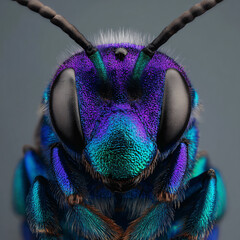 Bee Macro Microphotography Colorful Nature Entomology Wildlife Close-Up Details Ecosystem Microscopy Creature Art Ecology Larva Pollinator Habitat Science Biodiversity Environment Invertebrate