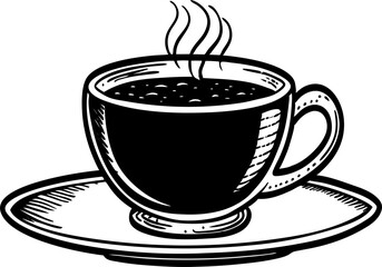 In the contrast of black and white, this cup of coffee still exudes warmth and comfort.
A classic silhouette of a hot drink ready to be enjoyed.
