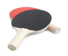 Two ping pong rackets isolated on white