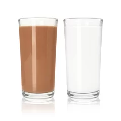 Fototapete Milchshake Chocolate drink and milk in glasses isolated on white  © New Africa