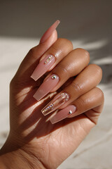 Nail Art Fashion Manicure Beauty Style Gel Polish Pink Trendy Design Rhinestones Accessories Rings Glamour Nailcare Tips Salon Luxury Modern Classic Long Shiny Impressions Fingers