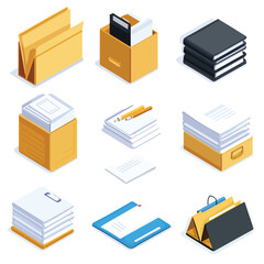 Professional Office Related Items Vector Icon Set for Document Management Websites