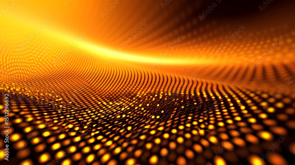 Poster abstract gold wave pattern with dots.