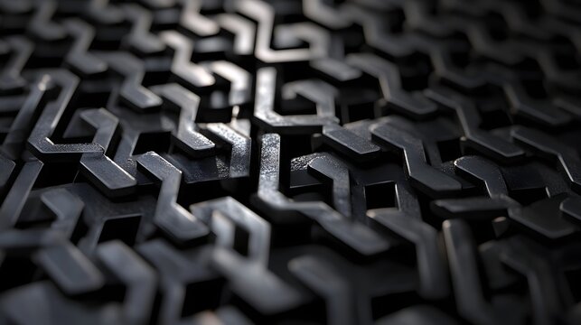 Abstract geometric pattern of interlocking shapes.