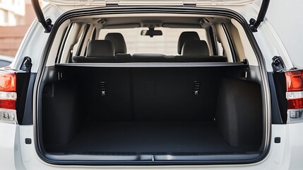 Open Car Trunk with Empty Cargo Space, Transportation, Journey, Travel, Vehicle, and SUV.