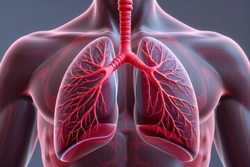 Human Respiratory System Anatomy Detailed 3D Model of Lungs and Bronchi