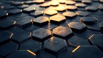 Obraz premium Abstract geometric pattern of dark hexagons.