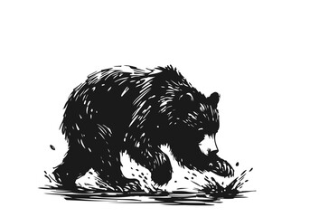 Black Bear hand drawn simple sketch vector illustration