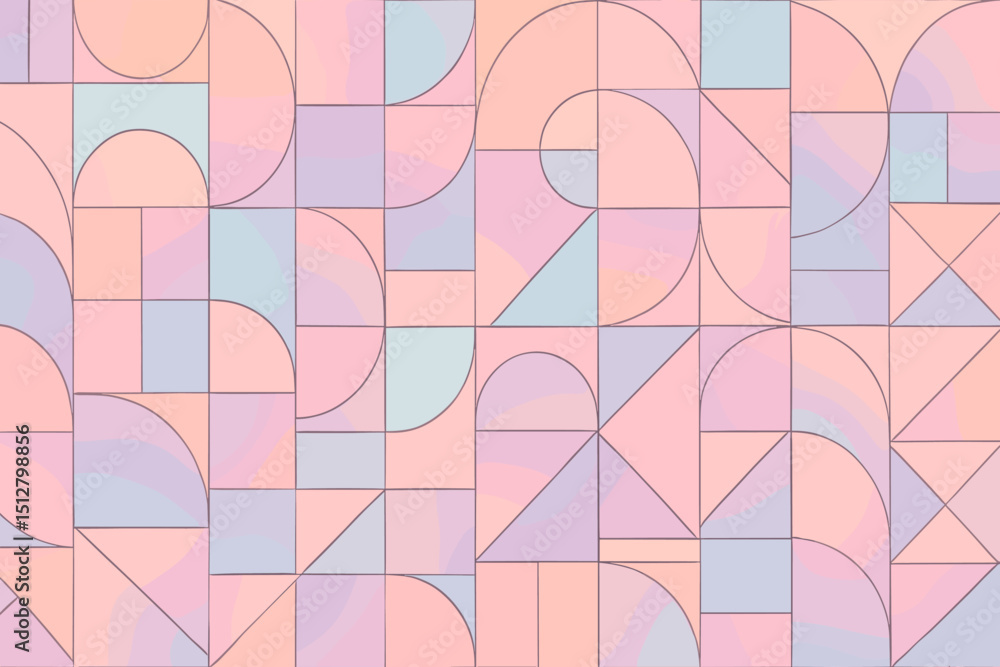 Aufkleber geometric pattern in pastel colors with curves and angles