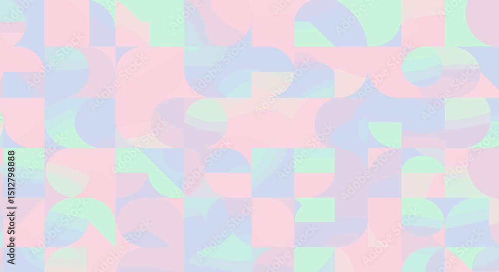 Aufkleber pastel geometric pattern in soft colors with abstract shapes